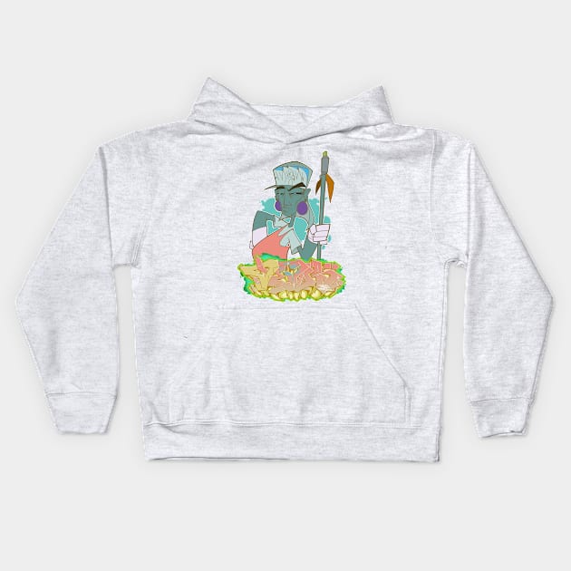 bboy azteca Kids Hoodie by Dedos The Nomad